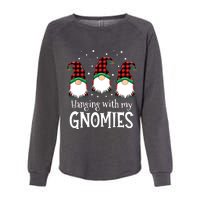 Hanging With My Gnomies Funny Red Plaid Christmas Gnome Womens California Wash Sweatshirt