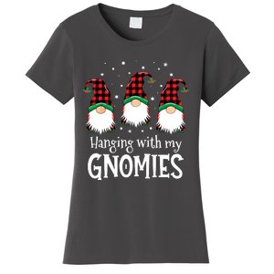 Hanging With My Gnomies Funny Red Plaid Christmas Gnome Women's T-Shirt