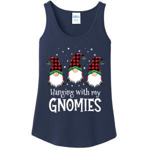 Hanging With My Gnomies Funny Red Plaid Christmas Gnome Ladies Essential Tank