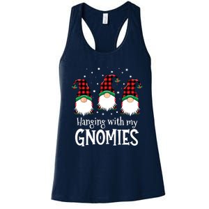 Hanging With My Gnomies Funny Red Plaid Christmas Gnome Women's Racerback Tank