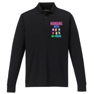 Hanging With My Peeps Easter Egg Hunt Easter Bunny Unisex Gift Performance Long Sleeve Polo