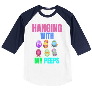 Hanging With My Peeps Easter Egg Hunt Easter Bunny Unisex Gift Baseball Sleeve Shirt