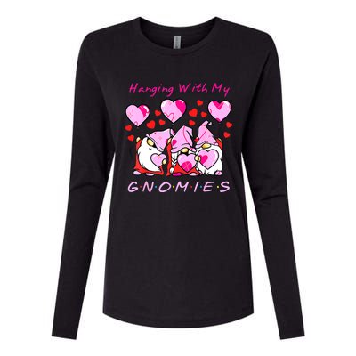 Hanging With My Gnomies Funny Gnome Friend Valentines Day Womens Cotton Relaxed Long Sleeve T-Shirt