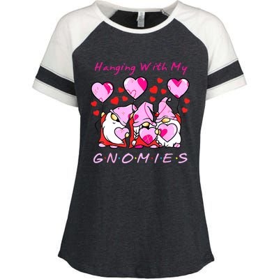 Hanging With My Gnomies Funny Gnome Friend Valentines Day Enza Ladies Jersey Colorblock Tee