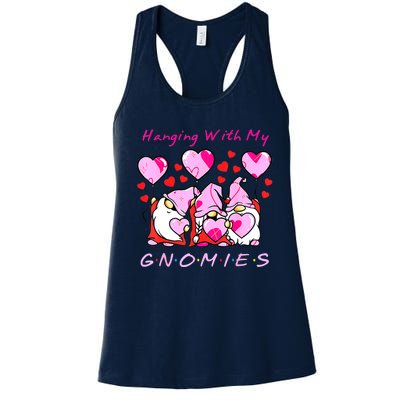 Hanging With My Gnomies Funny Gnome Friend Valentines Day Women's Racerback Tank