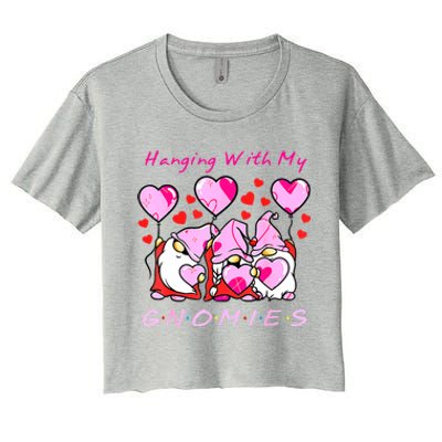 Hanging With My Gnomies Funny Gnome Friend Valentines Day Women's Crop Top Tee