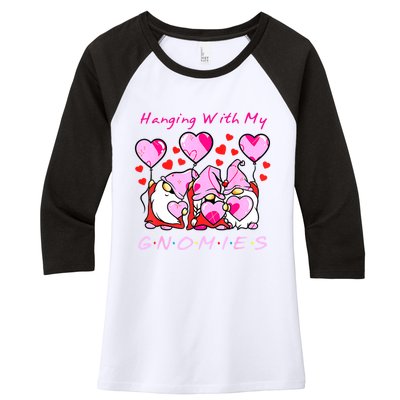 Hanging With My Gnomies Funny Gnome Friend Valentines Day Women's Tri-Blend 3/4-Sleeve Raglan Shirt