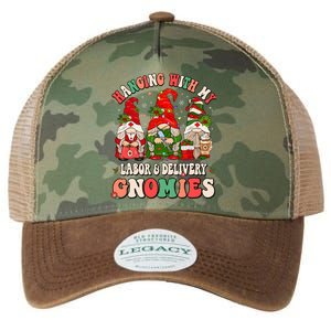 Hanging With My Labor & Delivery Gnomies Christmas L&D Nurse Legacy Tie Dye Trucker Hat