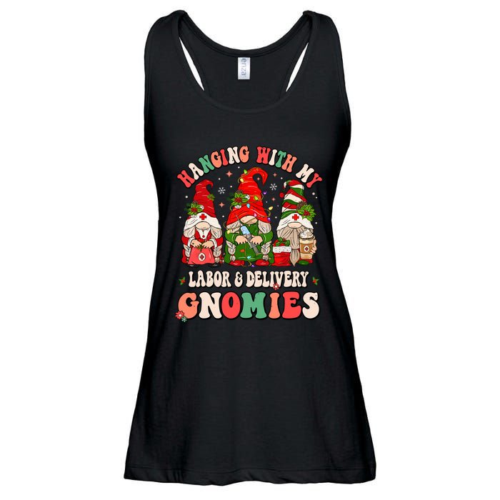 Hanging With My Labor & Delivery Gnomies Christmas L&D Nurse Ladies Essential Flowy Tank