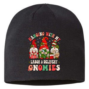 Hanging With My Labor & Delivery Gnomies Christmas L&D Nurse Sustainable Beanie