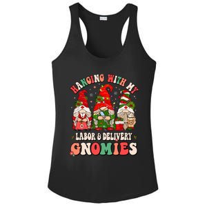 Hanging With My Labor & Delivery Gnomies Christmas L&D Nurse Ladies PosiCharge Competitor Racerback Tank