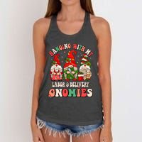 Hanging With My Labor & Delivery Gnomies Christmas L&D Nurse Women's Knotted Racerback Tank