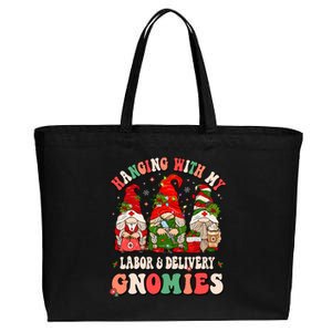 Hanging With My Labor & Delivery Gnomies Christmas L&D Nurse Cotton Canvas Jumbo Tote