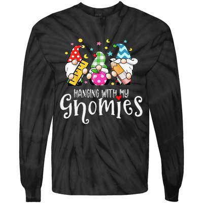 Hanging With My Gnomies Merry Christmas Teacher Gnomes Pjs Tie-Dye Long Sleeve Shirt