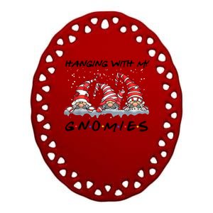 Hanging With My Gnomies Friends Christmas Ceramic Oval Ornament