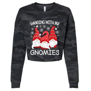 Hanging With My Gnomies Christmas Gnome Xmas Cropped Pullover Crew