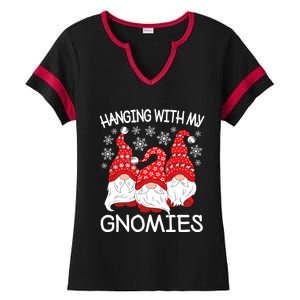 Hanging With My Gnomies Christmas Gnome Xmas Ladies Halftime Notch Neck Tee