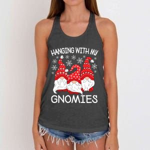 Hanging With My Gnomies Christmas Gnome Xmas Women's Knotted Racerback Tank