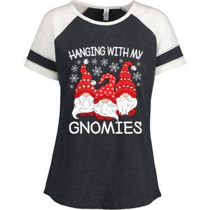 Hanging With My Gnomies Christmas Gnome Xmas Enza Ladies Jersey Colorblock Tee