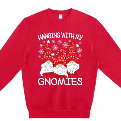 Hanging With My Gnomies Christmas Gnome Xmas Premium Crewneck Sweatshirt