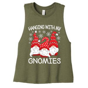 Hanging With My Gnomies Christmas Gnome Xmas Women's Racerback Cropped Tank