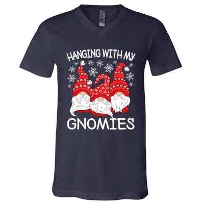 Hanging With My Gnomies Christmas Gnome Xmas V-Neck T-Shirt