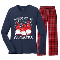 Hanging With My Gnomies Christmas Gnome Xmas Women's Long Sleeve Flannel Pajama Set 