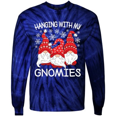 Hanging With My Gnomies Christmas Gnome Xmas Tie-Dye Long Sleeve Shirt