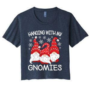 Hanging With My Gnomies Christmas Gnome Xmas Women's Crop Top Tee