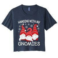 Hanging With My Gnomies Christmas Gnome Xmas Women's Crop Top Tee