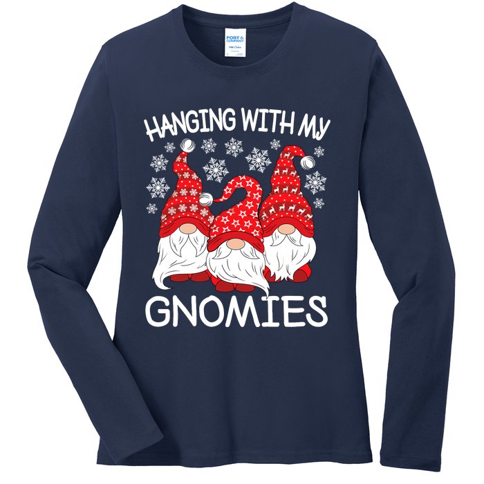 Hanging With My Gnomies Christmas Gnome Xmas Ladies Long Sleeve Shirt