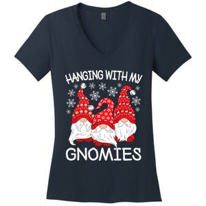 Hanging With My Gnomies Christmas Gnome Xmas Women's V-Neck T-Shirt