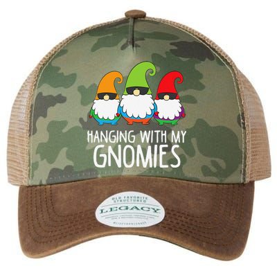 Hanging With My Gnomies Funny Garden Gnome Legacy Tie Dye Trucker Hat