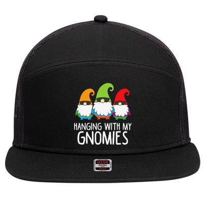 Hanging With My Gnomies Funny Garden Gnome 7 Panel Mesh Trucker Snapback Hat