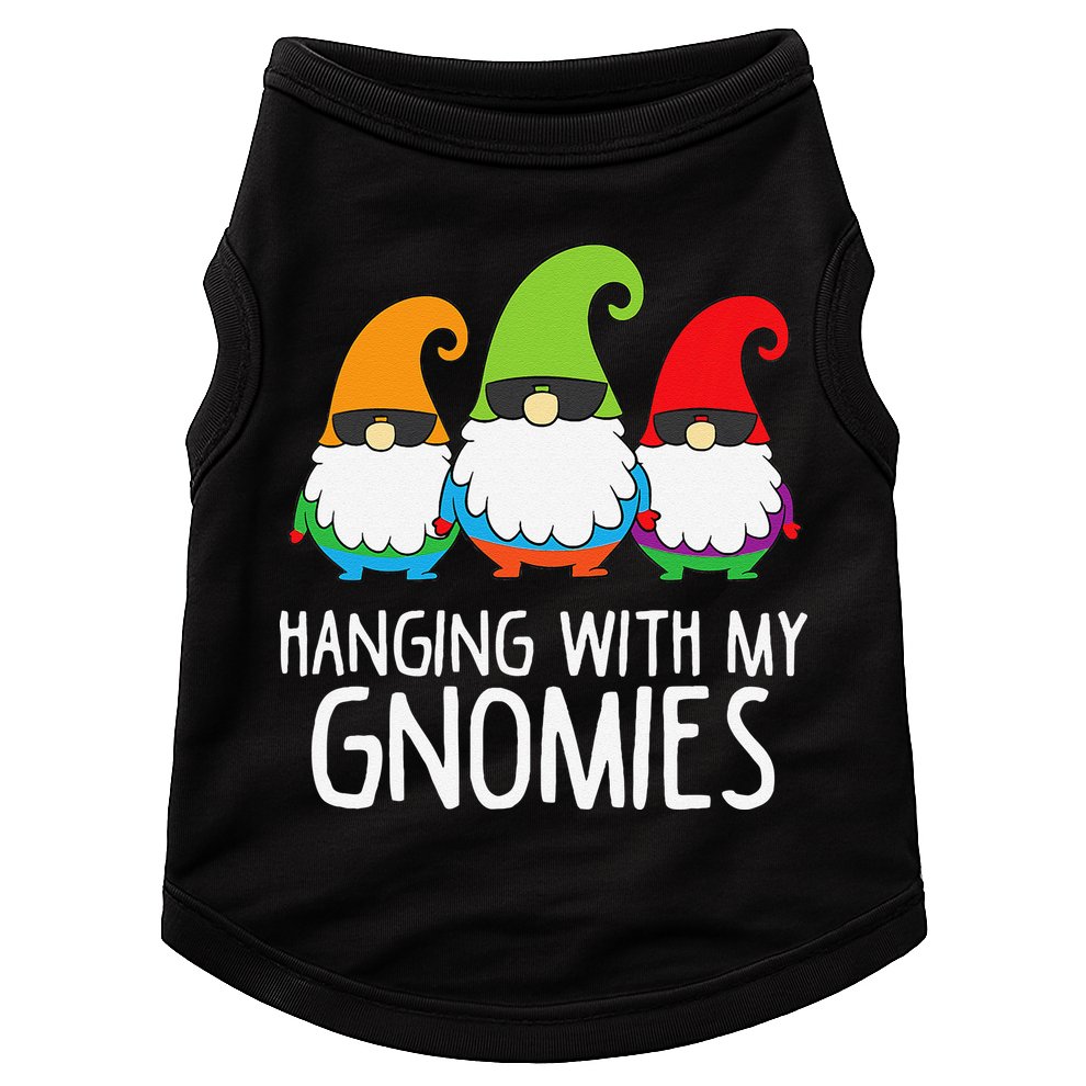 Hanging With My Gnomies Funny Garden Gnome Doggie Tank