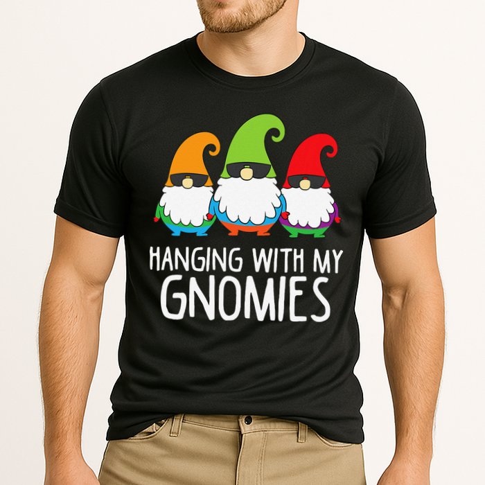 Hanging With My Gnomies Funny Garden Gnome Cooling Performance Crew T-Shirt
