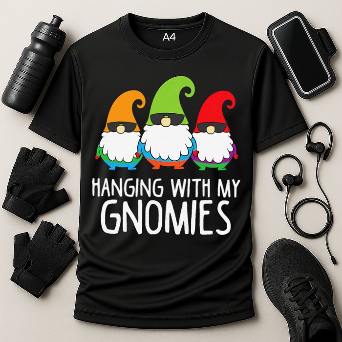 Hanging With My Gnomies Funny Garden Gnome Cooling Performance Crew T-Shirt