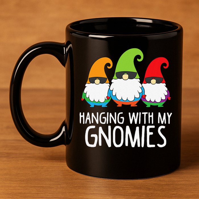 Hanging With My Gnomies Funny Garden Gnome 11oz C Handle Ceramic Mug