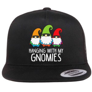 Hanging With My Gnomies Funny Garden Gnome Flat Bill Trucker Hat