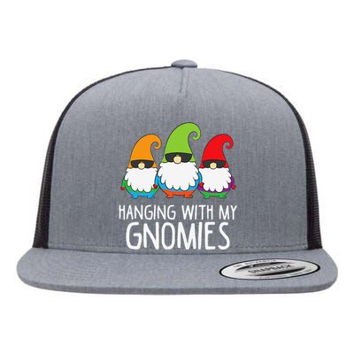 Hanging With My Gnomies Funny Garden Gnome Flat Bill Trucker Hat