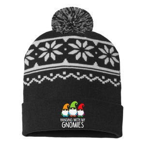 Hanging With My Gnomies Funny Garden Gnome USA-Made Snowflake Beanie