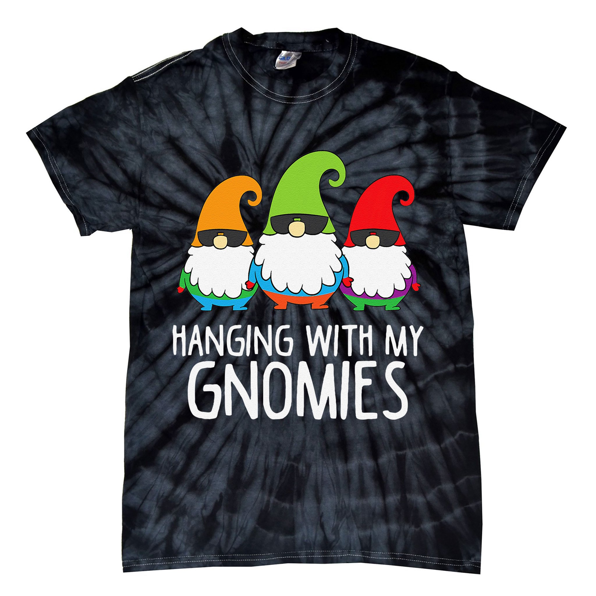 Hanging With My Gnomies Funny Garden Gnome Tie-Dye T-Shirt