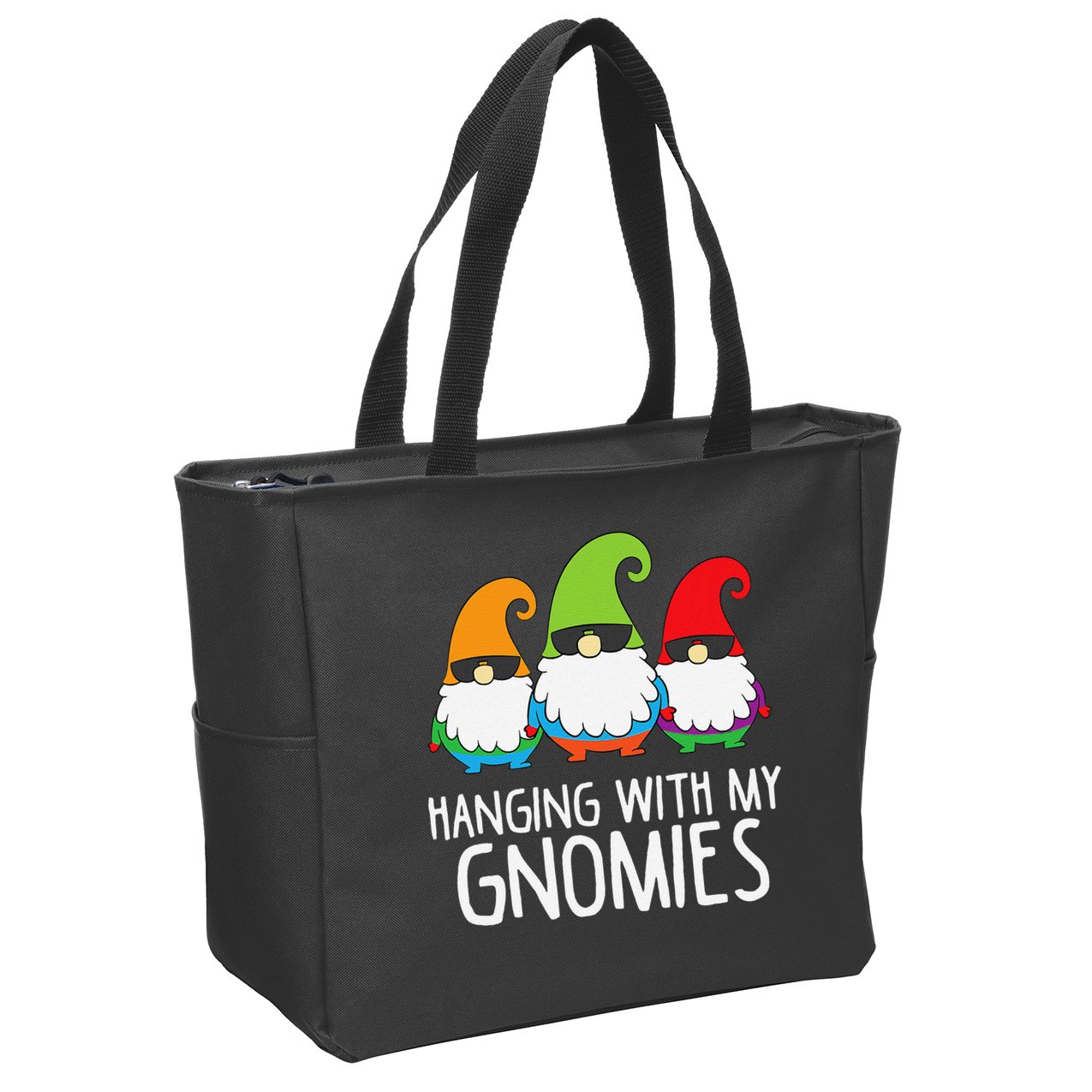 Hanging With My Gnomies Funny Garden Gnome Zip Tote Bag