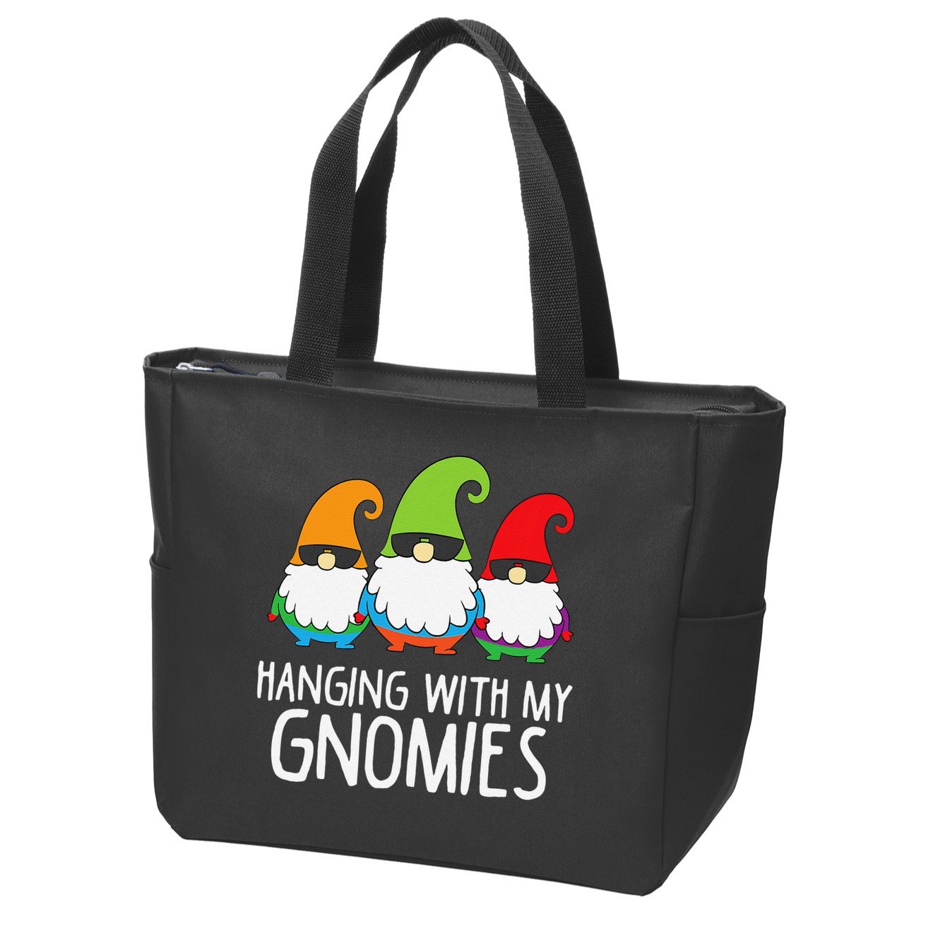 Hanging With My Gnomies Funny Garden Gnome Zip Tote Bag