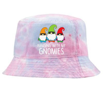 Hanging With My Gnomies Funny Garden Gnome Tie-Dyed Bucket Hat