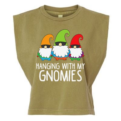 Hanging With My Gnomies Funny Garden Gnome Garment-Dyed Women's Muscle Tee