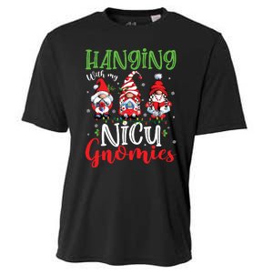 Hanging With My Nicu Gnomies Cute Xmas Lights Gnome Nurse Cooling Performance Crew T-Shirt