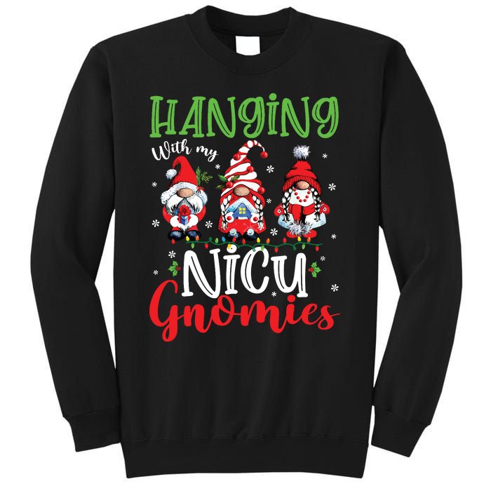 Hanging With My Nicu Gnomies Cute Xmas Lights Gnome Nurse Sweatshirt