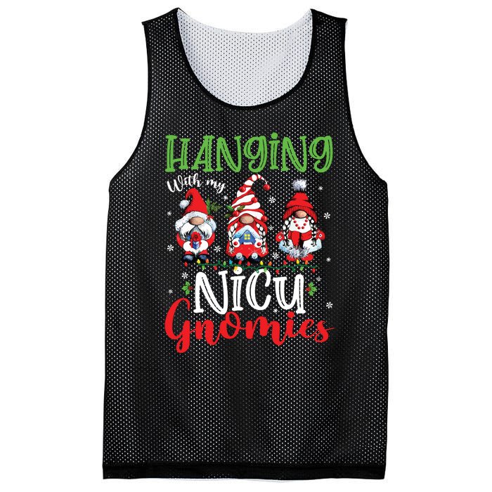 Hanging With My Nicu Gnomies Cute Xmas Lights Gnome Nurse Mesh Reversible Basketball Jersey Tank