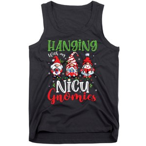 Hanging With My Nicu Gnomies Cute Xmas Lights Gnome Nurse Tank Top